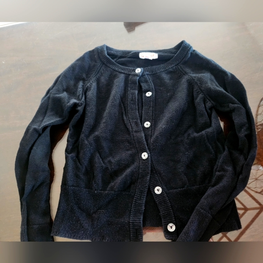 Girls Black Button-Up Cardigan Cat & Jack Size 6/6X